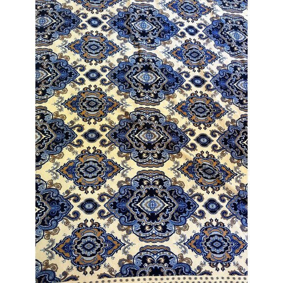 Lands End Blue & Cream Paisley Print Square  Boho Style Scarf Cape Shoulder - Picture 9 of 11